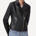 Cropped leather trench coat vintage style for women.