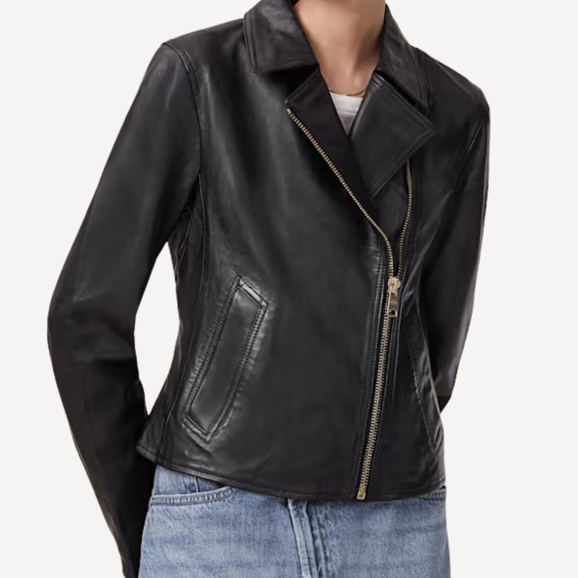 Cropped leather trench coat vintage style for women.