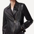 Custom size cropped leather trench coat for women.