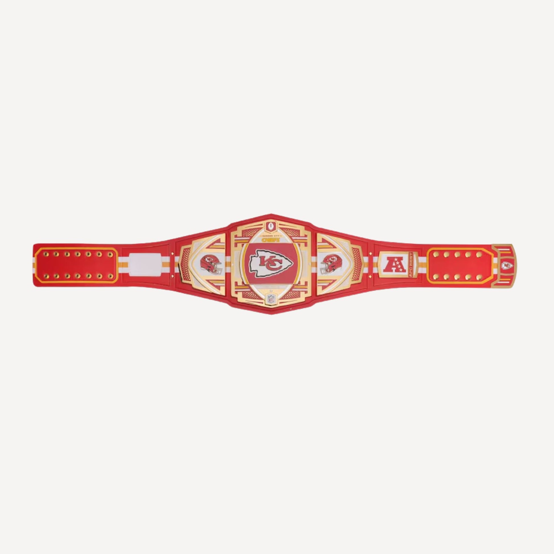 Replica Kansas City Chiefs WWE Championship Belt crafted with polished plates and premium materials.