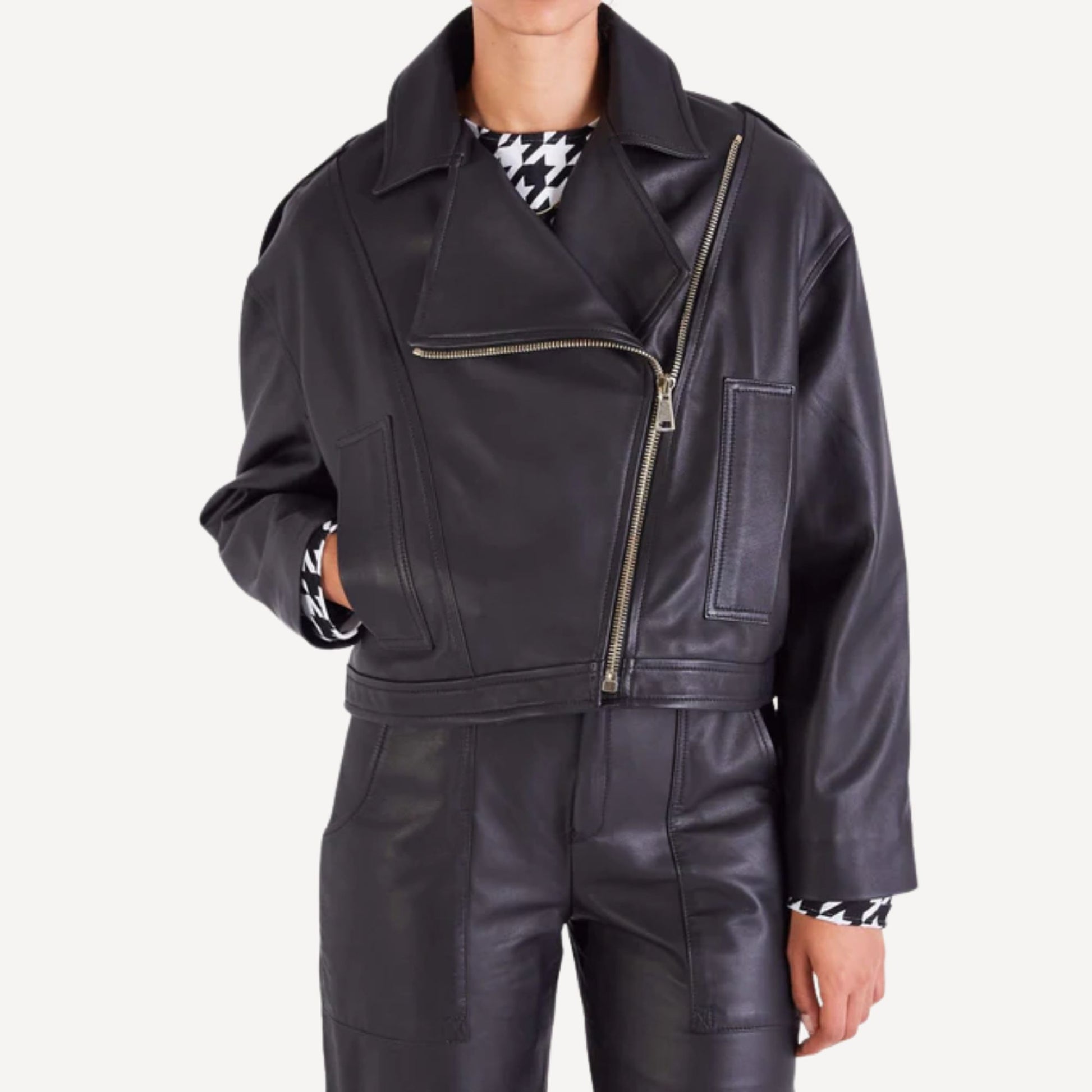 Leather Oversized Black Jacket For Womens