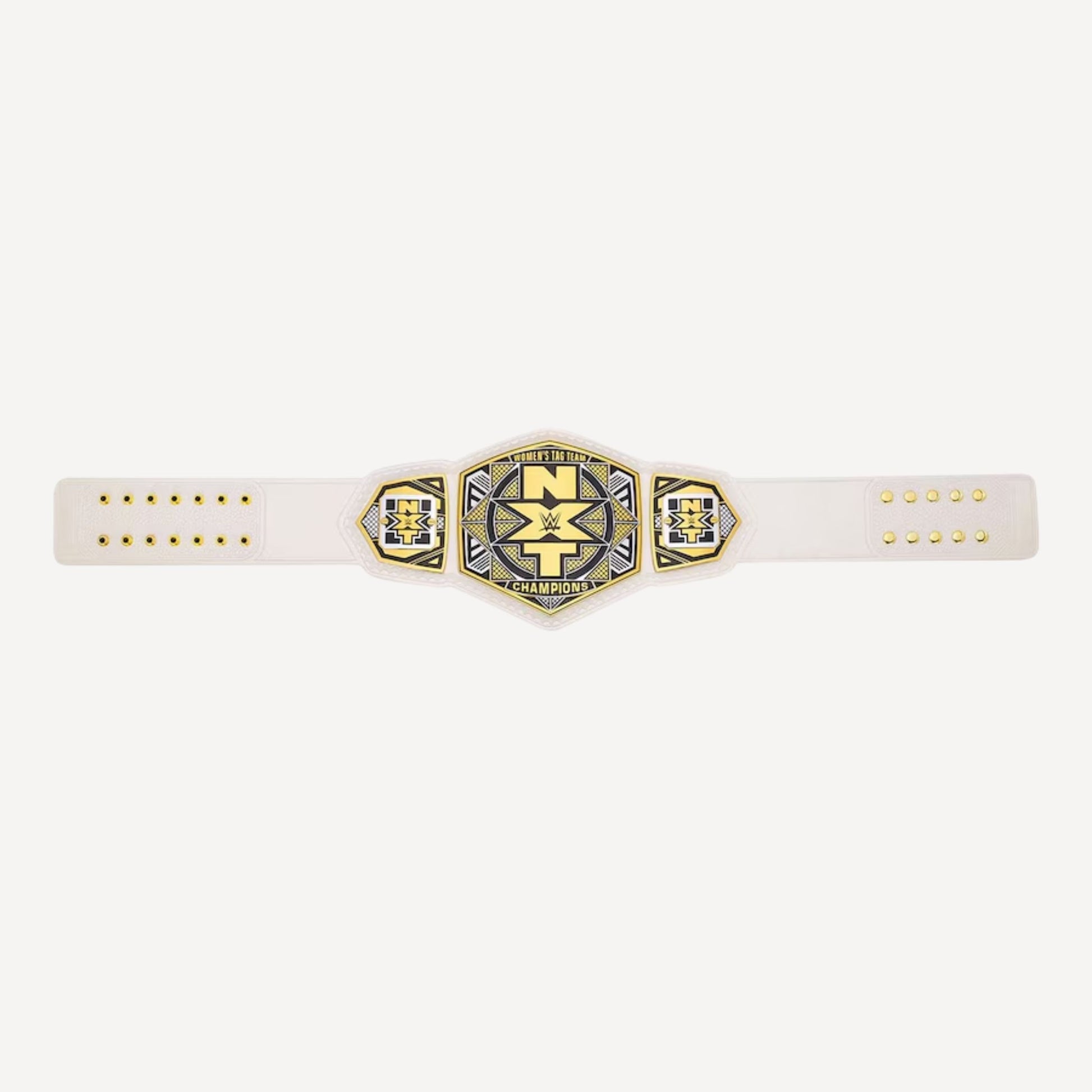 Replica NXT Women’s Tag Team Belt with iconic logo centerpiece and premium finish.