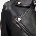 Premium motorcycle style leather jacket in black.