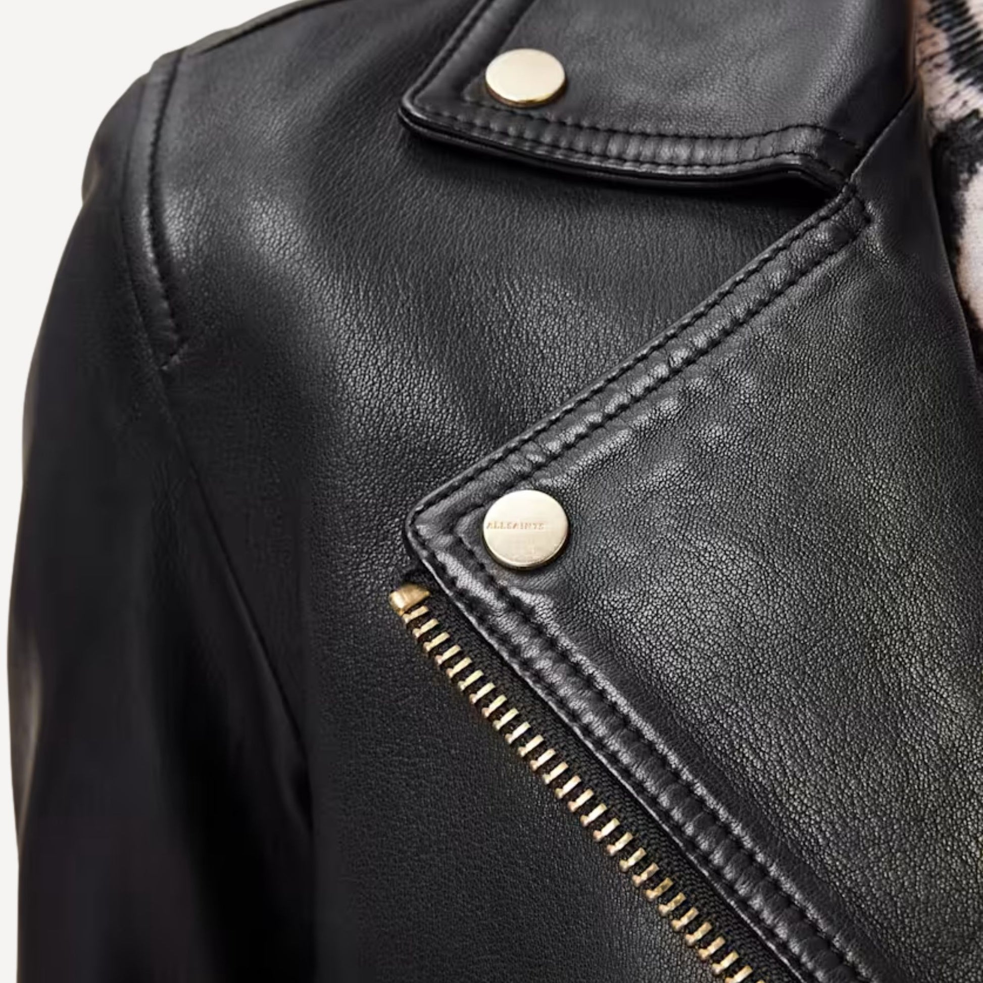 Premium motorcycle style leather jacket in black.