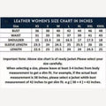 Retro-inspired brown leather jacket for women with oversized silhouette, Size Chart