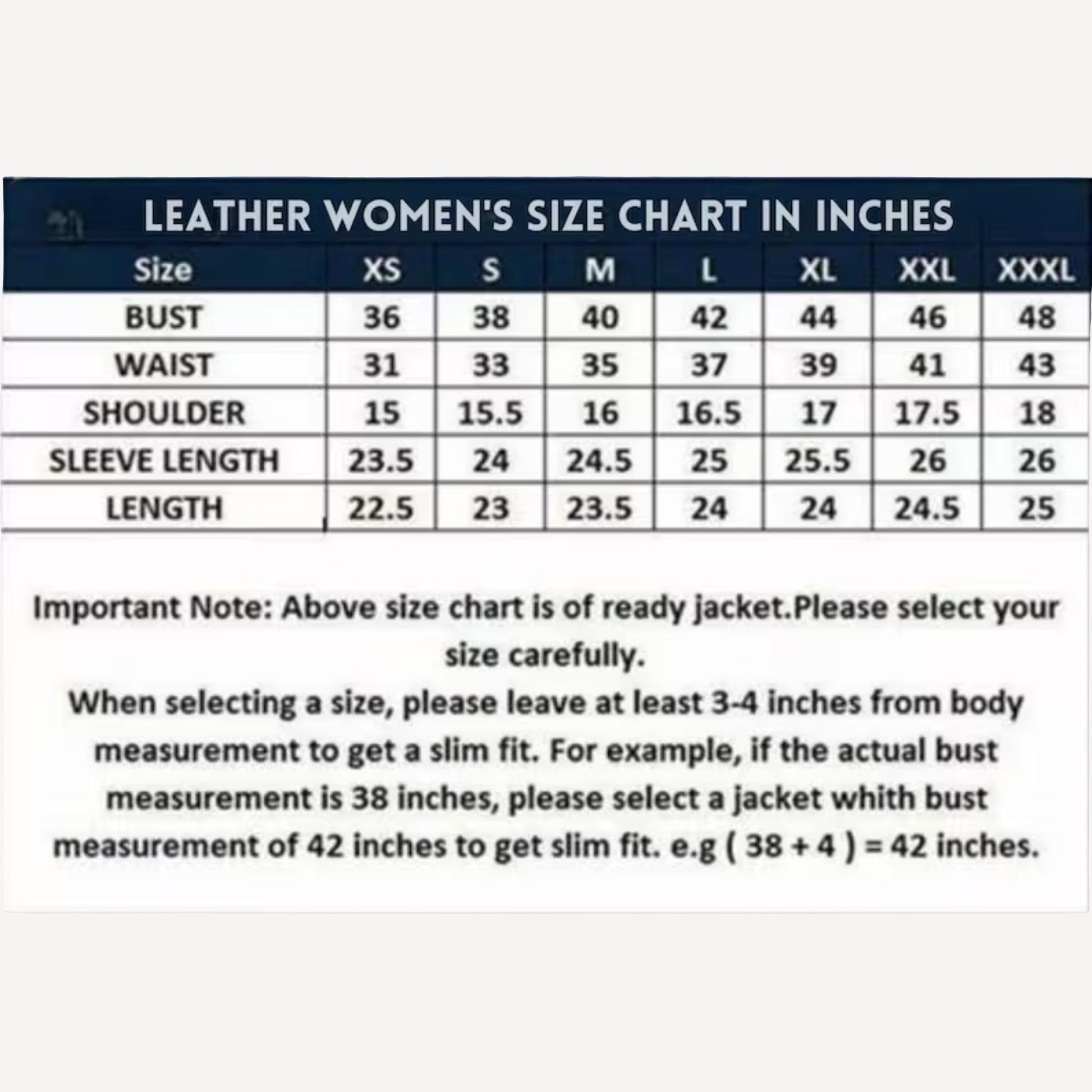 Retro-inspired brown leather jacket for women with oversized silhouette, Size Chart