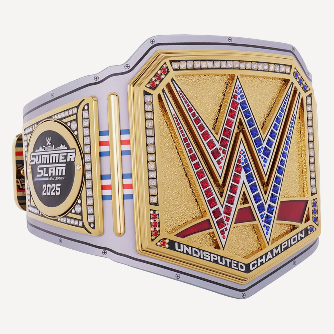 Authentic WWE SummerSlam 2025 Undisputed Title Belt featuring bold gold plates.