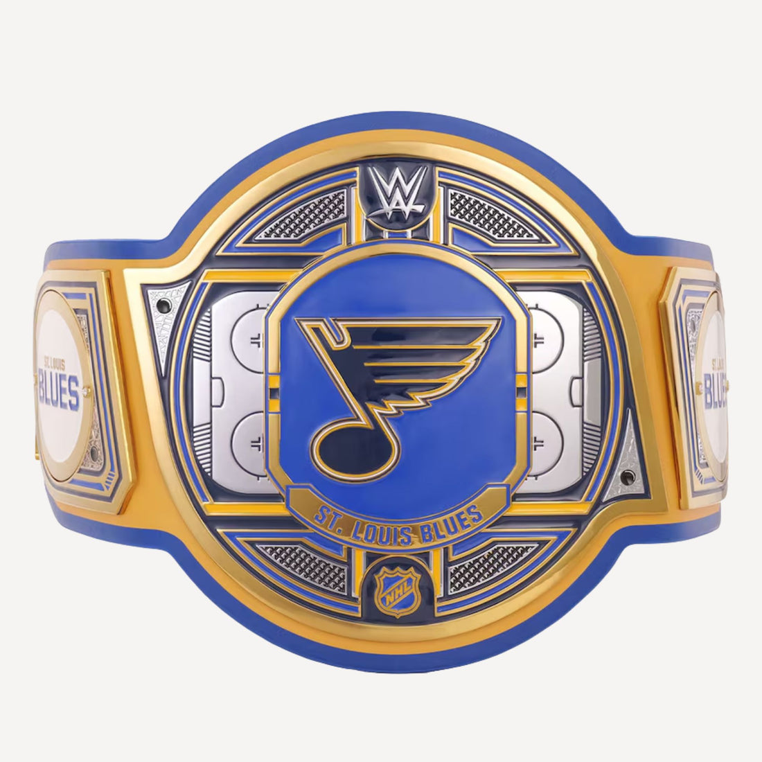 Official WWE x NHL Legacy Belt honoring the heritage of the St. Louis Blues.