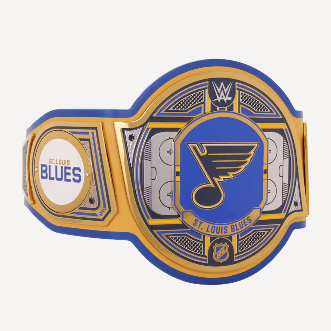 Official WWE x NHL Legacy Belt honoring the heritage of the St. Louis Blues.
