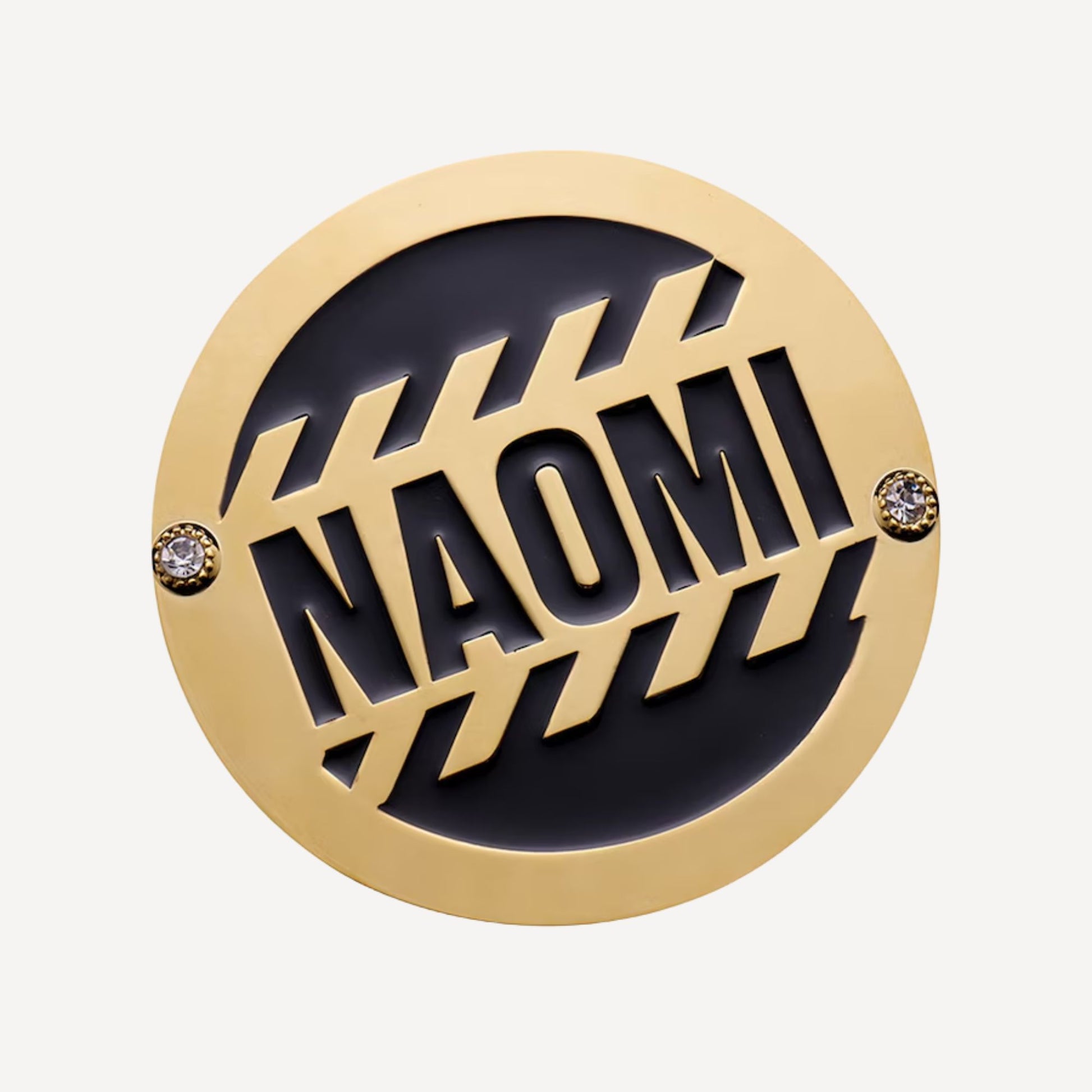 Close-up of Naomi replica championship side plates with vibrant design